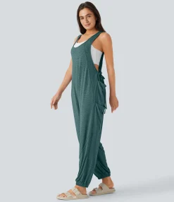 Jumpsuits<HALARA U Neck Drawstring Pockets Casual Jumpsuit