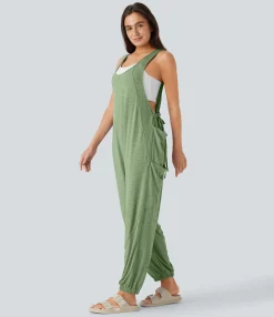 Jumpsuits<HALARA U Neck Drawstring Pockets Casual Jumpsuit