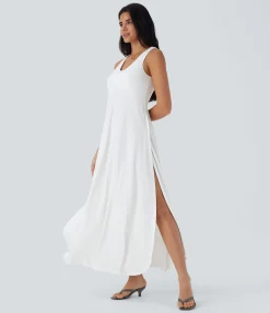 Maxi & Midi Dresses|Dresses<HALARA U Neck Flowy Maxi Casual Tank Dress