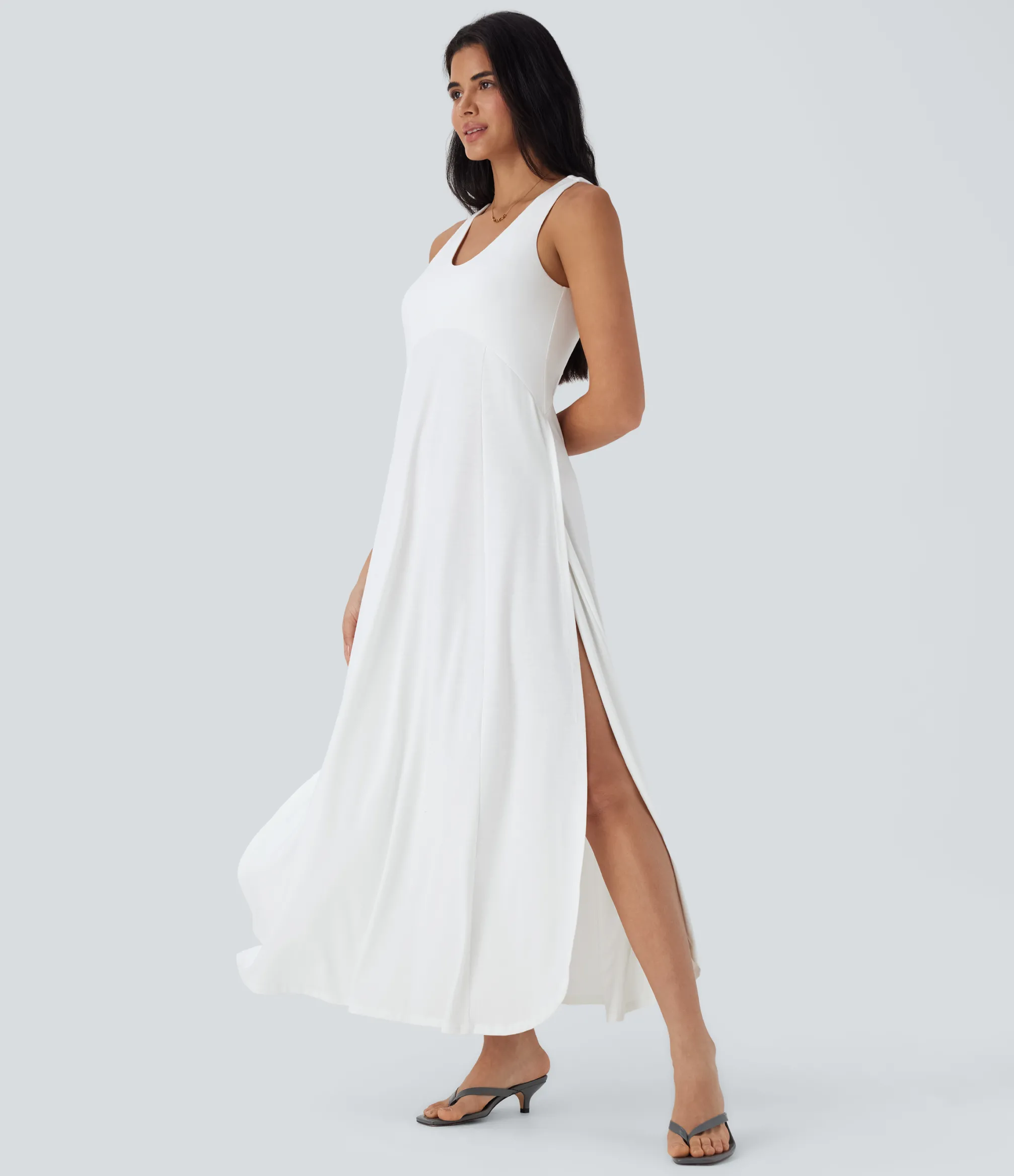 Maxi & Midi Dresses|Dresses<HALARA U Neck Flowy Maxi Casual Tank Dress