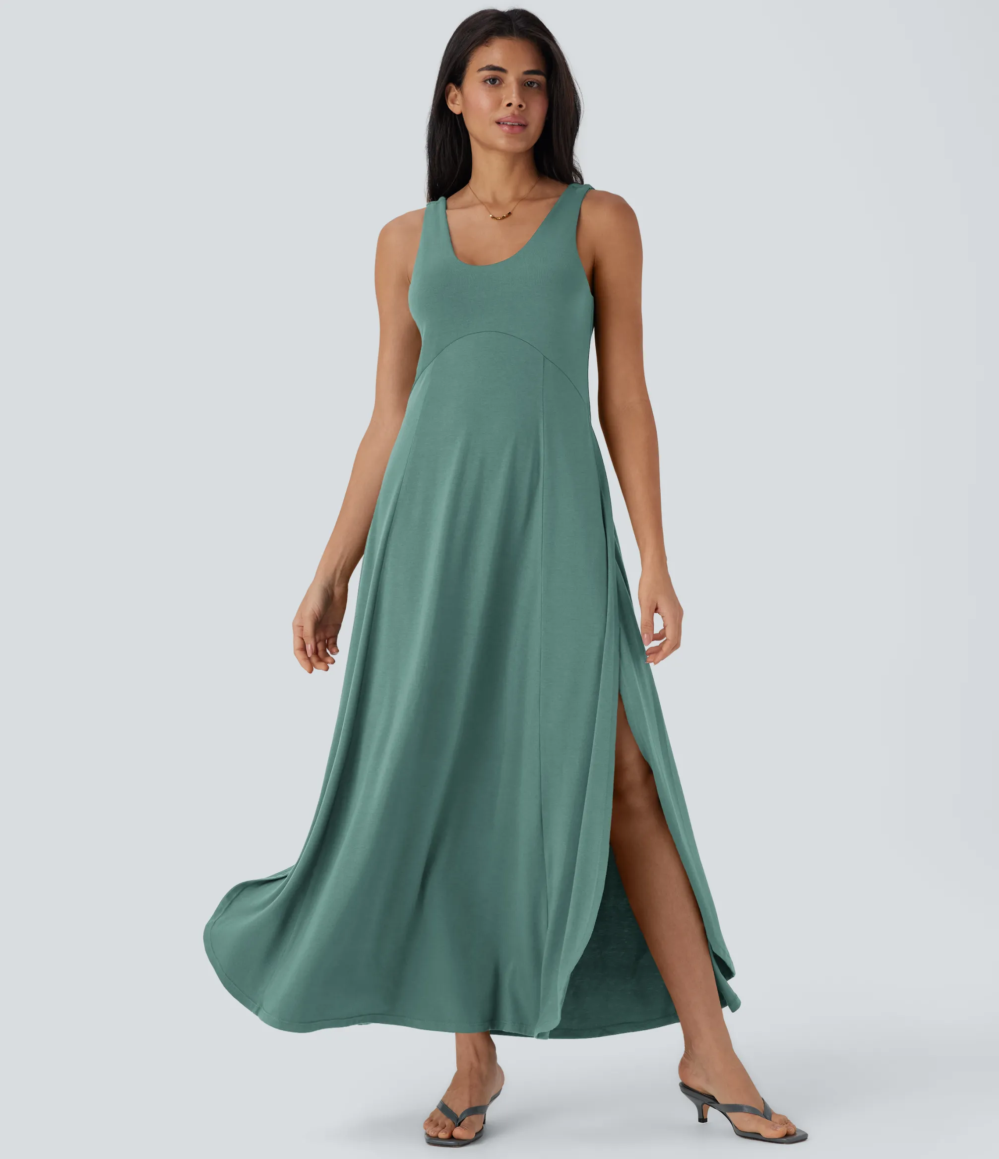 Maxi & Midi Dresses|Dresses<HALARA U Neck Flowy Maxi Casual Tank Dress