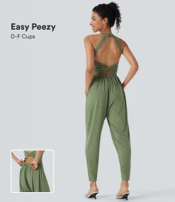 Jumpsuits<HALARA U Neck Harem Casual Jumpsuit with Pockets-Easy Peezy Edition-D/DD/DDD/F Cups