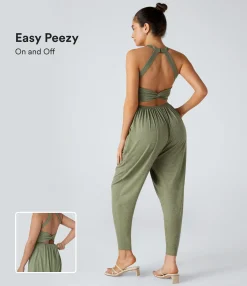Jumpsuits<HALARA U Neck Pocket Harem Casual Jumpsuit-Easy Peezy Edition