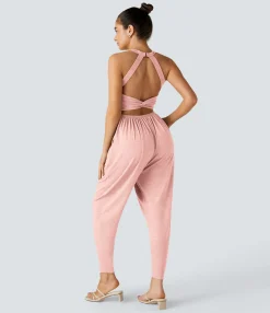 Jumpsuits<HALARA U Neck Pocket Harem Casual Jumpsuit-Easy Peezy Edition