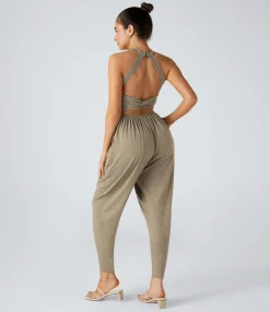 Jumpsuits<HALARA U Neck Pocket Harem Casual Jumpsuit-Easy Peezy Edition