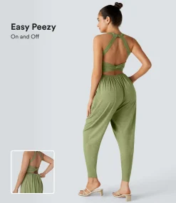 Jumpsuits<HALARA U Neck Pocket Harem Casual Jumpsuit-Easy Peezy Edition