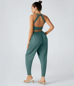 Jumpsuits<HALARA U Neck Pocket Harem Casual Jumpsuit-Easy Peezy Edition