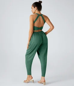 Jumpsuits<HALARA U Neck Pocket Harem Casual Jumpsuit-Easy Peezy Edition