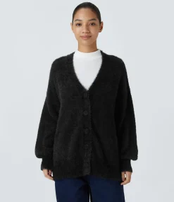 Sweaters<HALARA V Neck Bishop Sleeve Relaxed Casual Cardigan