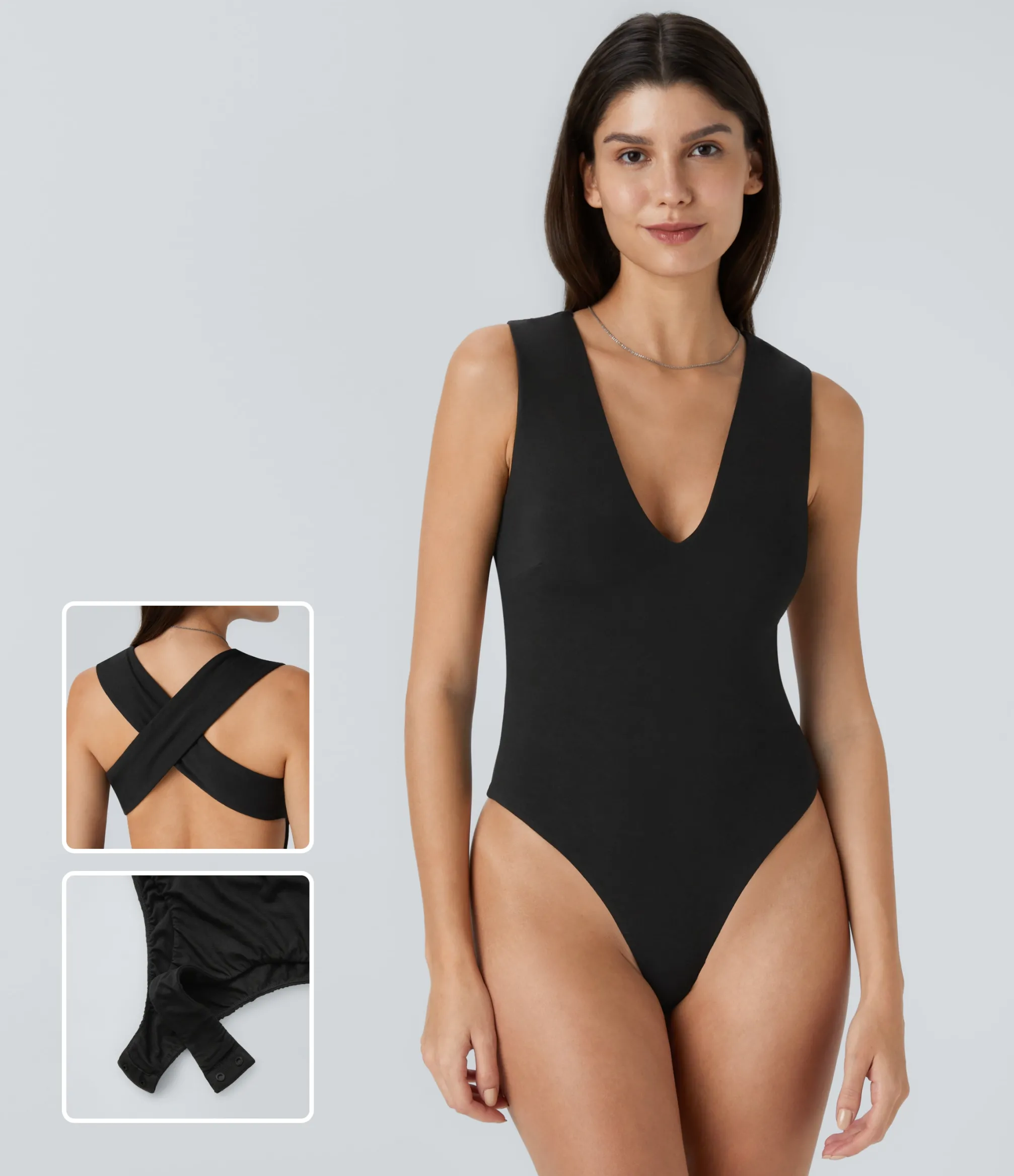 Bodysuits<HALARA V Neck Casual Bodysuit