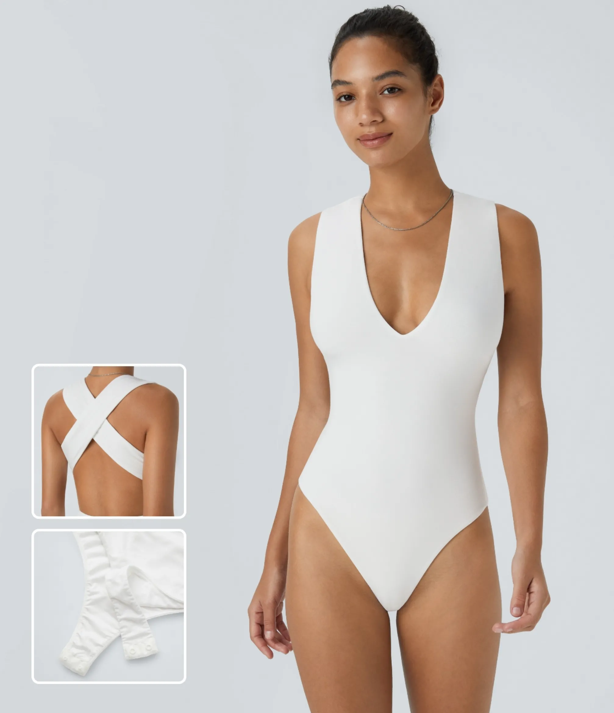 Bodysuits<HALARA V Neck Casual Bodysuit