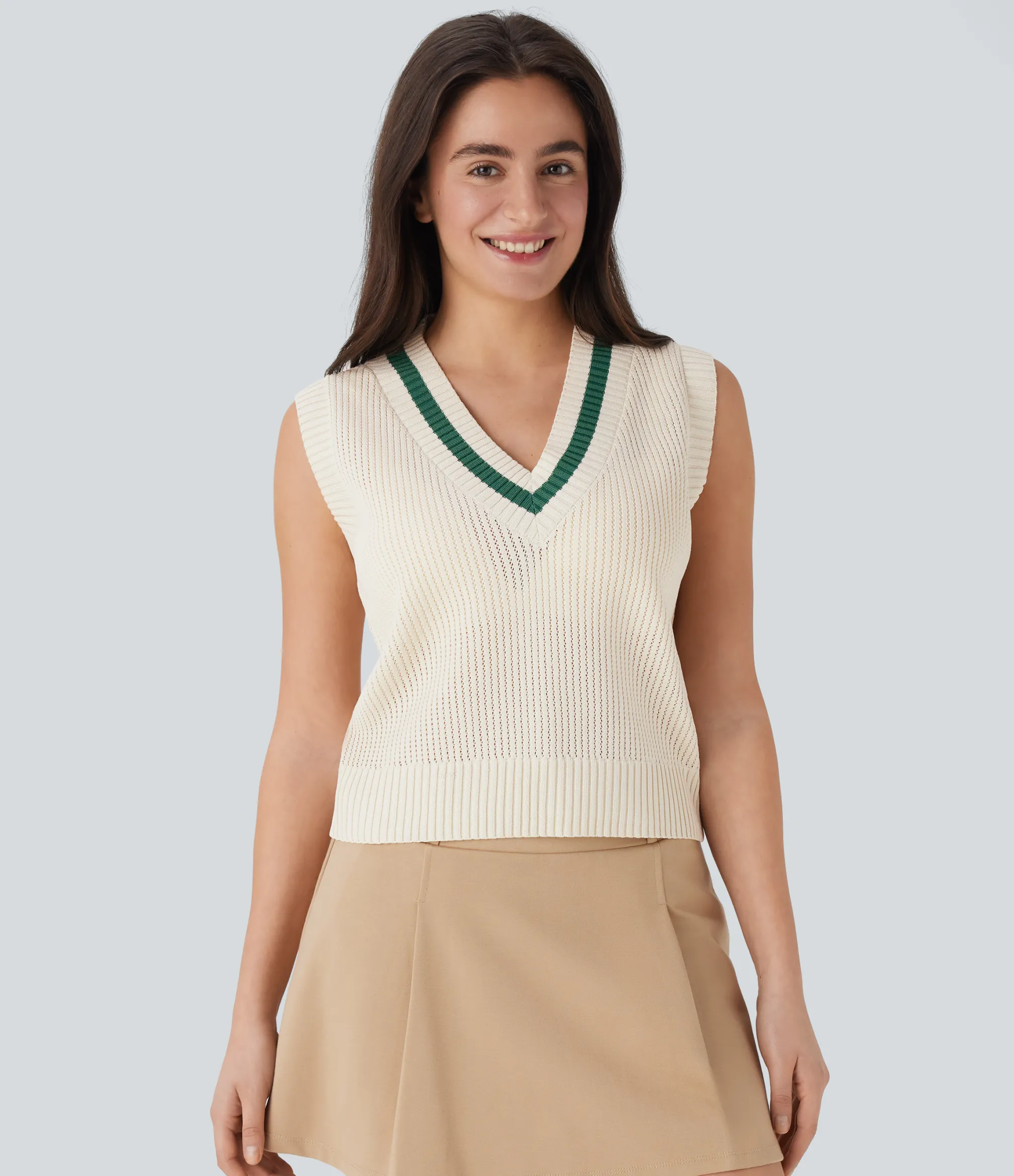 Sweaters|Jackets & Outerwear<HALARA V Neck Color Block Casual Sweater Vest