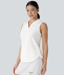 Tank Tops & Camis|Tank Tops<HALARA V Neck Crossover Curved Hem Quick Dry Golf Tank Top-UPF50+