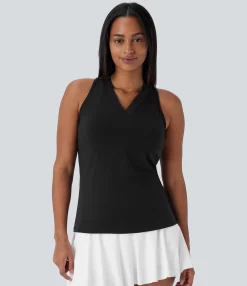 Tank Tops & Camis|Tank Tops<HALARA V Neck Cut Out Contrast Mesh Quick Dry Tennis Tank Top