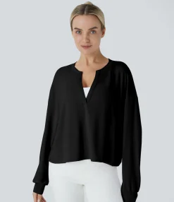 Sweatshirts & Hoodies<HALARA V Neck Dropped Shoulder Long Sleeve Casual Sweatshirt
