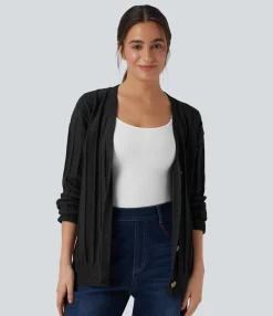 Sweaters<HALARA V Neck Long Sleeve Casual Cardigan
