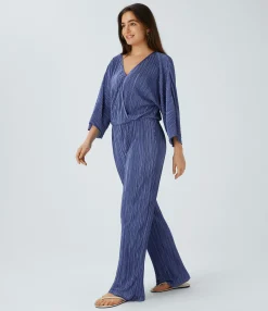 Jumpsuits<HALARA V Neck Long Sleeve Casual Jumpsuit