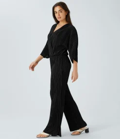 Jumpsuits<HALARA V Neck Long Sleeve Casual Jumpsuit
