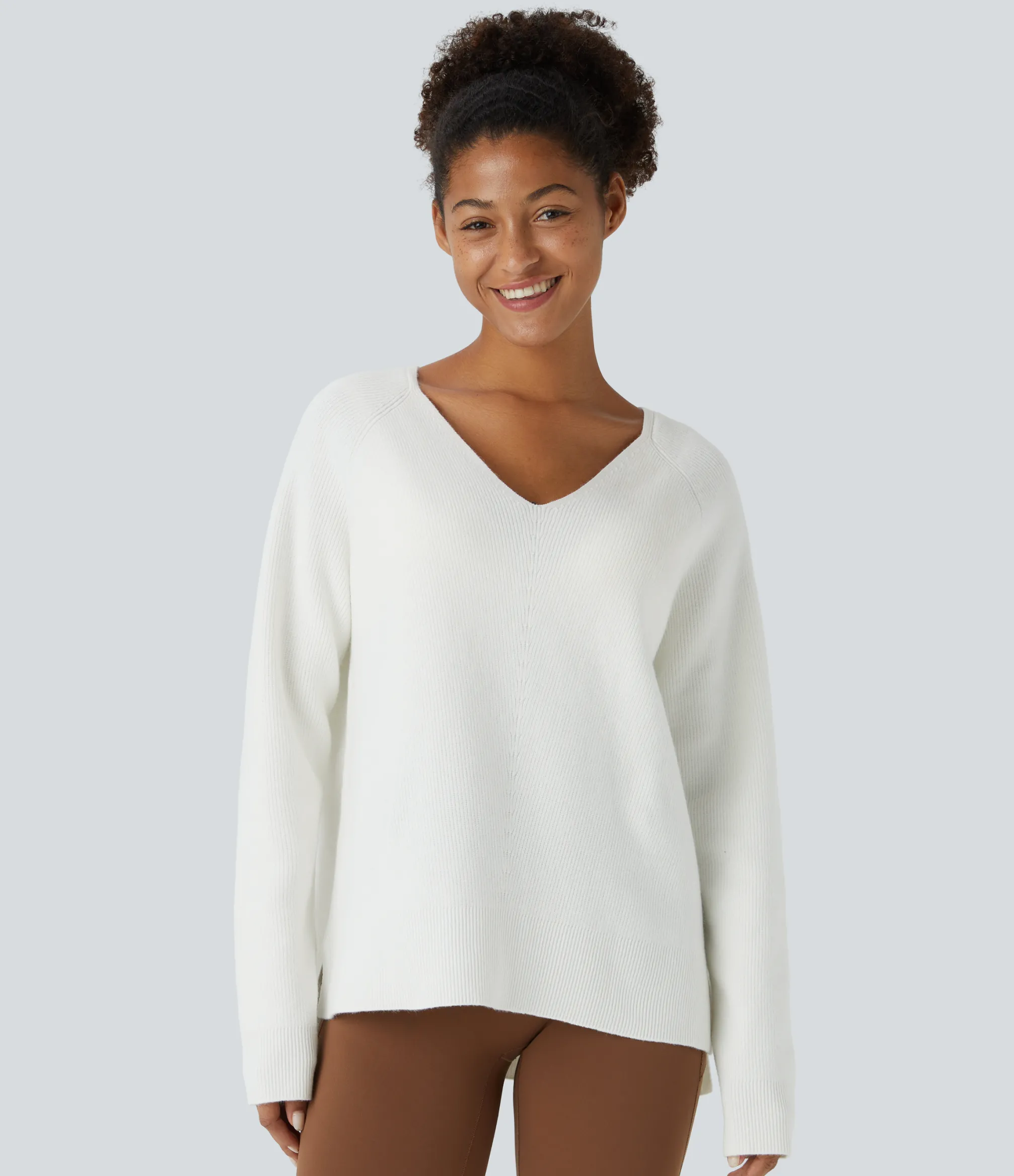 Sweaters<HALARA V Neck Long Sleeve Casual Sweater