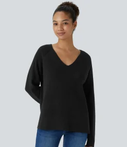 Sweaters<HALARA V Neck Long Sleeve Casual Sweater