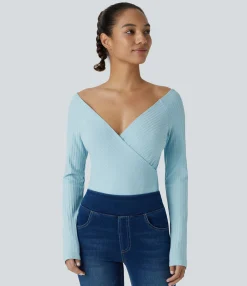 Casual Tops<HALARA V Neck Long Sleeve Casual Top