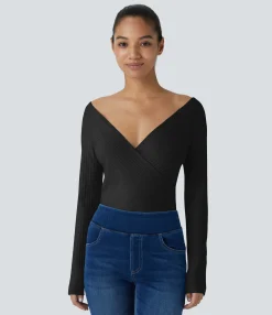 Casual Tops<HALARA V Neck Long Sleeve Casual Top