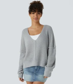 Sweaters<HALARA V Neck Long Sleeve Relaxed Casual Sweater