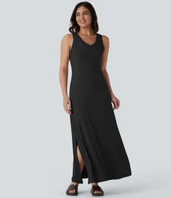 Dresses|Maxi & Midi Dresses<HALARA V Neck Maxi Casual Tank Dress