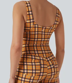 Tank Tops & Camis|Tank Tops<HALARA V Neck Plaid Cool Touch Cropped Yoga Tank Top