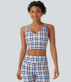 Tank Tops & Camis|Tank Tops<HALARA V Neck Plaid Cool Touch Cropped Yoga Tank Top