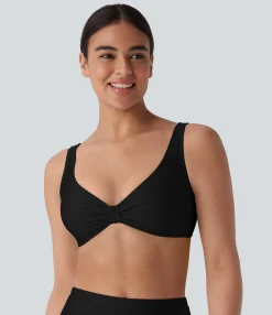 Beachwear<HALARA V Neck Sheen Bikini Top Swimsuit