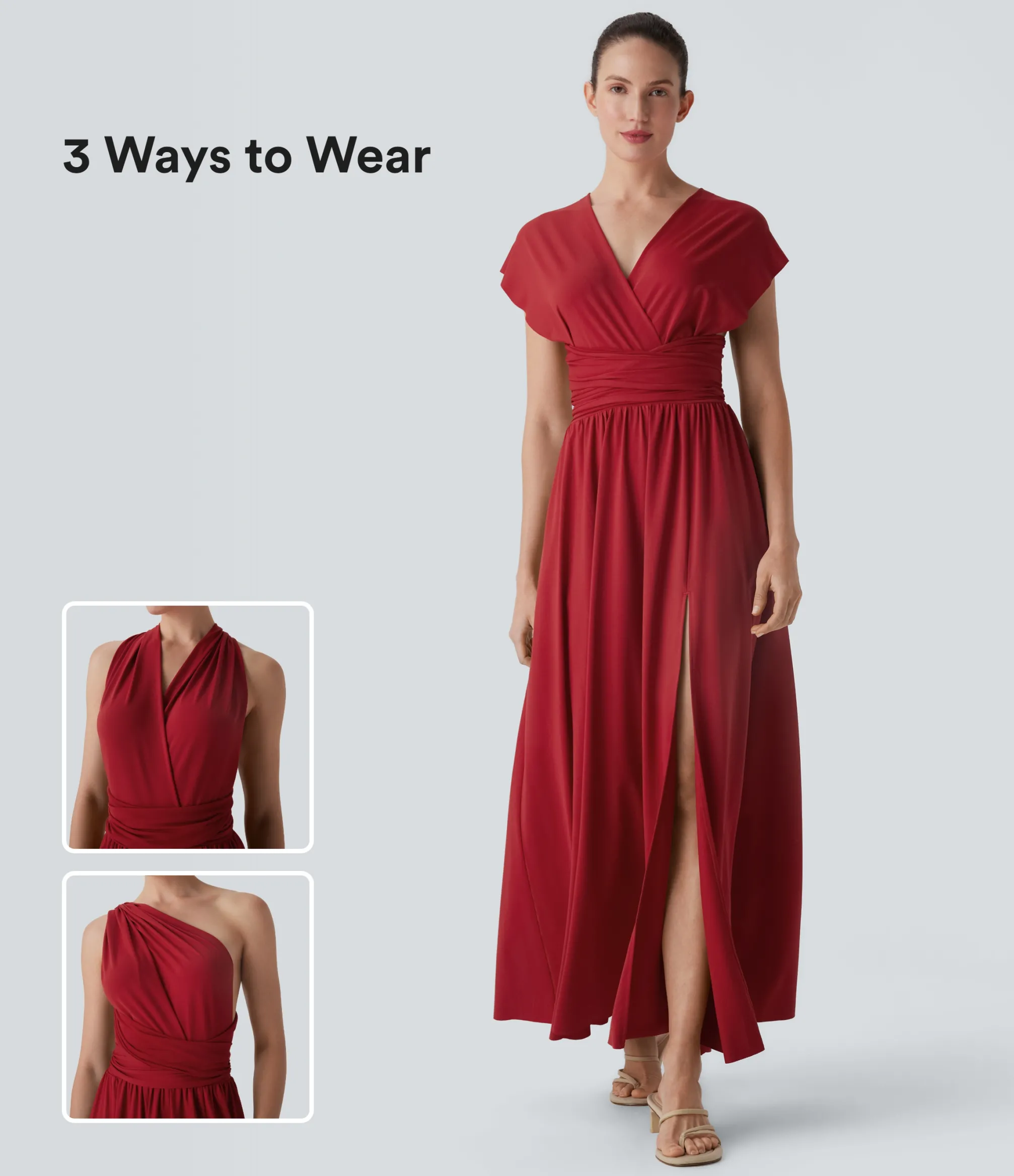 Maxi & Midi Dresses|Dresses<HALARA V Neck Short Sleeve Tie Back Maxi Dress with Pocket