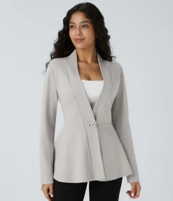 Work Tops|Jackets & Outerwear<HALARA V Neck Single Front Work Peplum Jacket