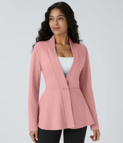 Work Tops|Jackets & Outerwear<HALARA V Neck Single Front Work Peplum Jacket
