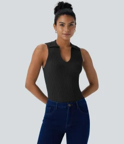 Sweaters<HALARA V Neck Sleeveless Casual Sweater