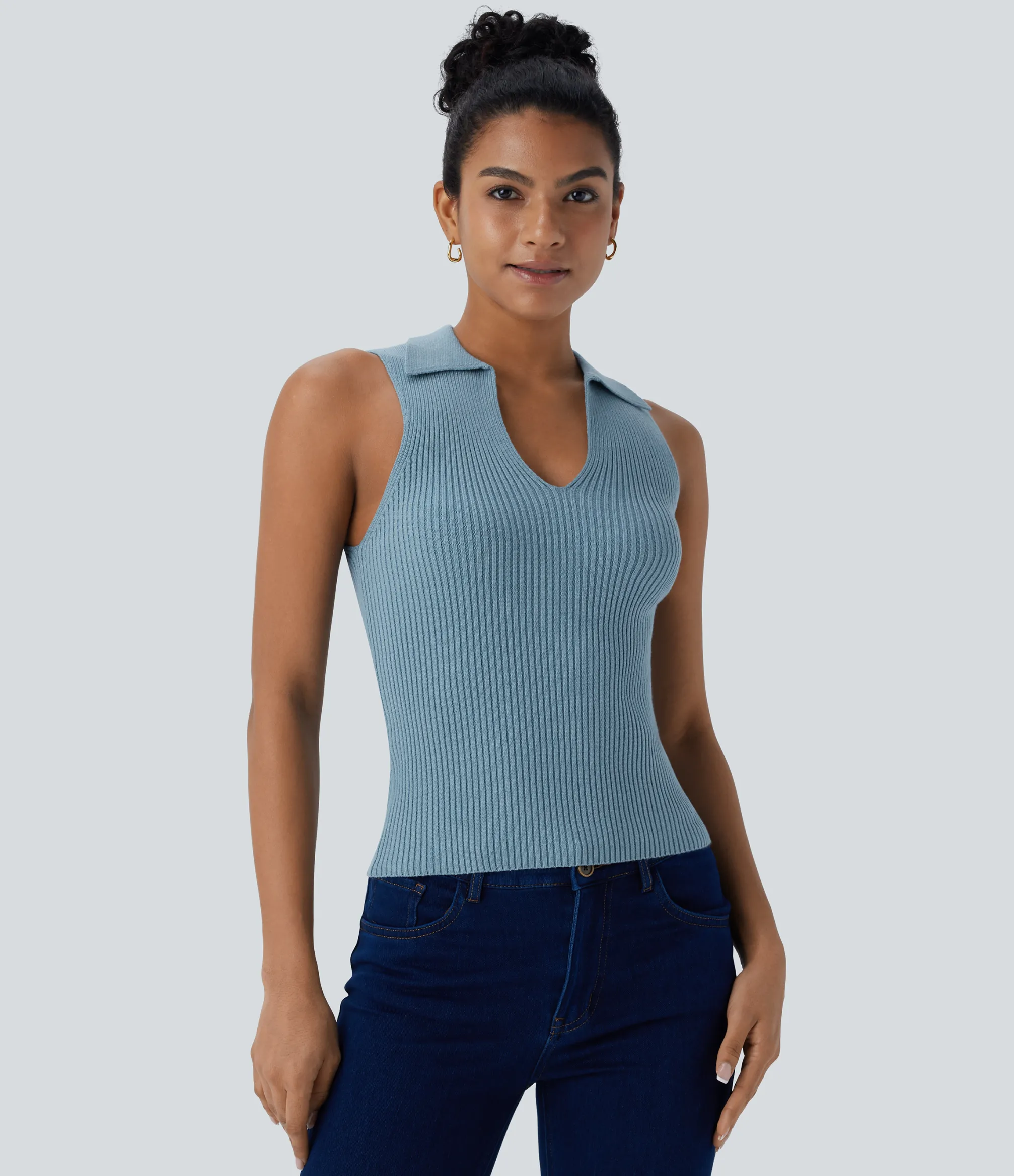 Sweaters<HALARA V Neck Sleeveless Casual Sweater