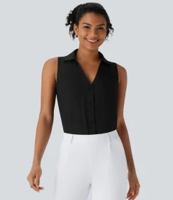 Shirts Blouses|Shirts & Blouses<HALARA V Neck Sleeveless Work Shirt