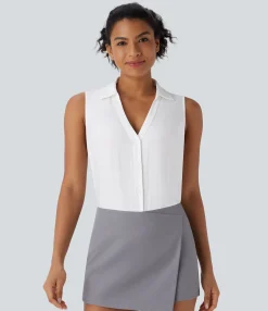 Shirts Blouses|Shirts & Blouses<HALARA V Neck Sleeveless Work Shirt