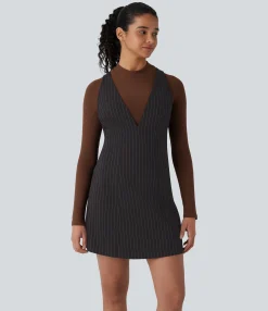 Dresses|Mini Dresses<HALARA V Neck Stripe Cool Touch Mini Work Dress