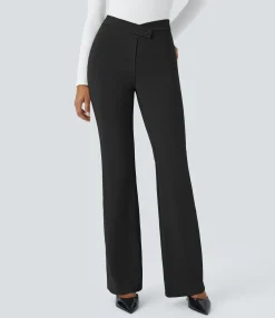 Pants|High-Waisted Pants<HALARA V Shaped High Waisted Decorative Pocket Work Pants