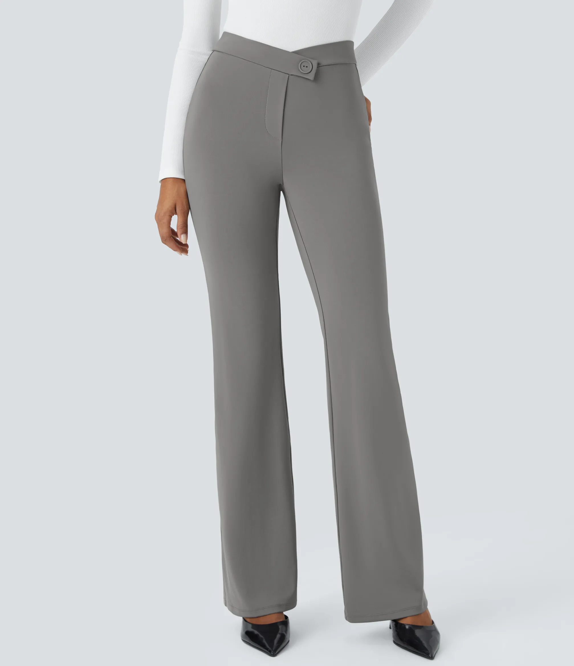 Pants|High-Waisted Pants<HALARA V Shaped High Waisted Decorative Pocket Work Pants