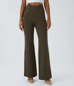High-Waisted Pants|Pants<HALARA V Shaped High Waisted Decorative Pocket Slim Work Pants