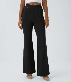 High-Waisted Pants|Pants<HALARA V Shaped High Waisted Decorative Pocket Slim Work Pants