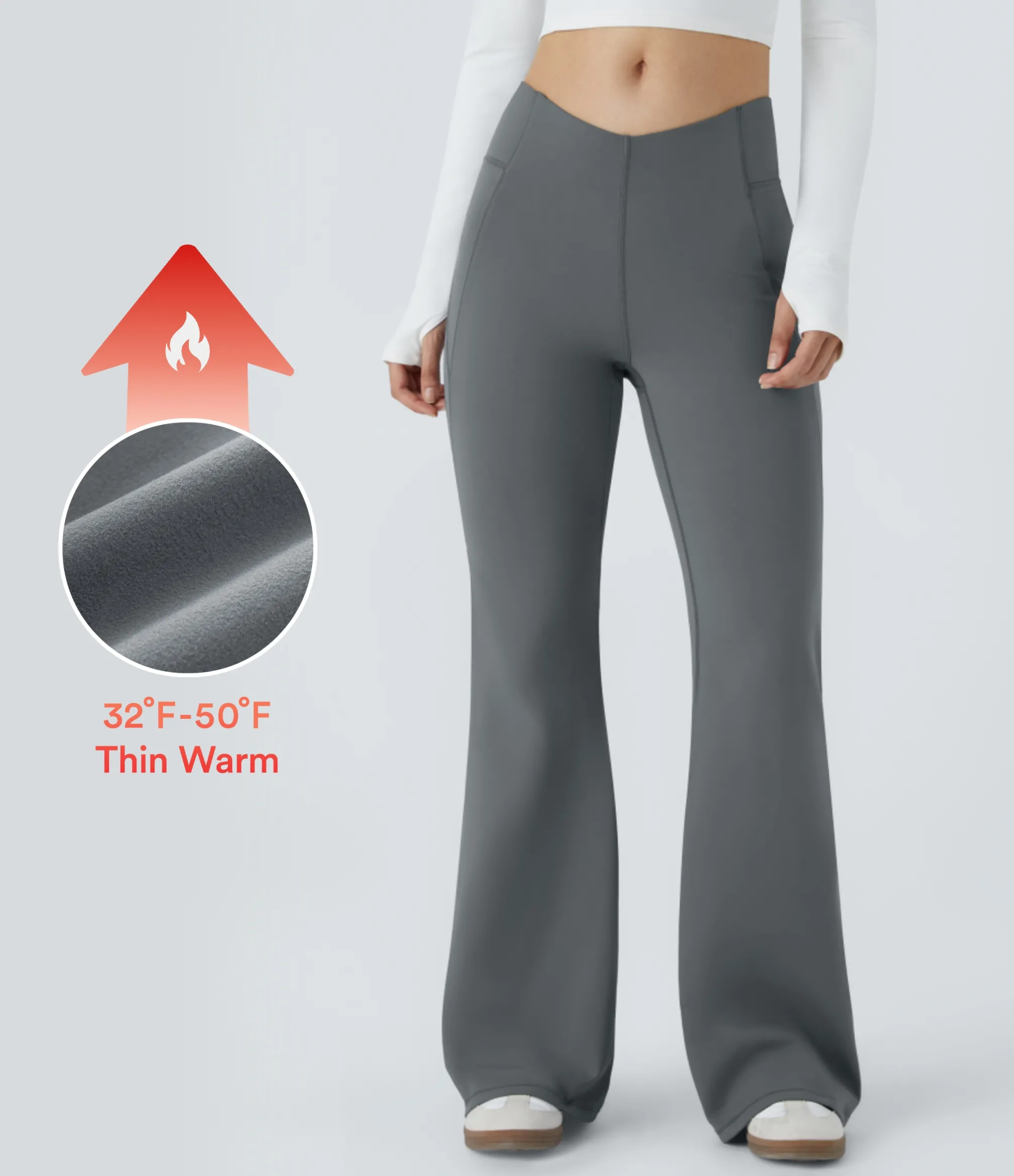 Pants|High-Waisted Pants<HALARA V Shaped High Waisted Thermal Yoga Flare Pants