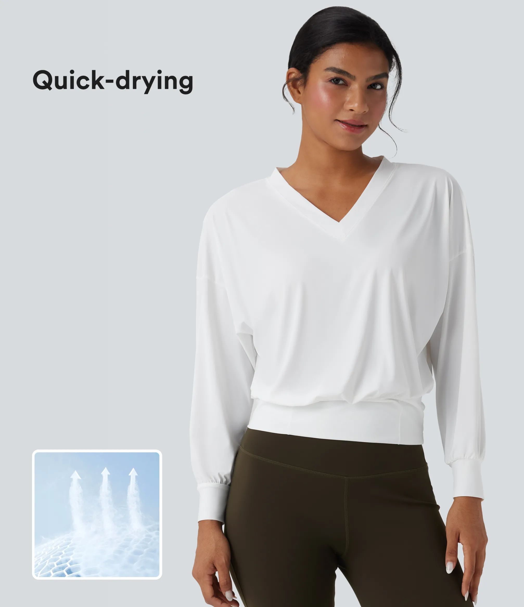 Sports Tops|Sports Tops<HALARA V-neck Oversized Cool Touch Quick Dry Yoga Sports Top