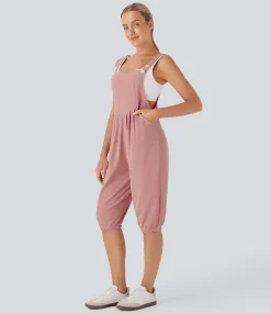 Jumpsuits<HALARA Waffle Casual Shortalls with Pockets