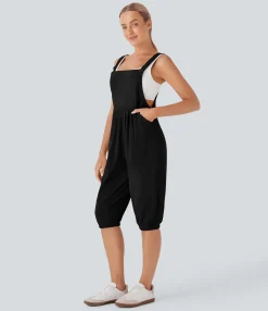 Jumpsuits<HALARA Waffle Casual Shortalls with Pockets