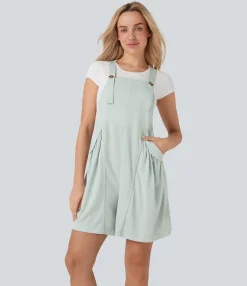 Jumpsuits<HALARA Waffle Casual Shortalls with Pockets