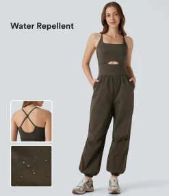 Jumpsuits<HALARA Water Repellent Crisscross Backless Side Pockets Ripstop Hiking Cargo Jumpsuit
