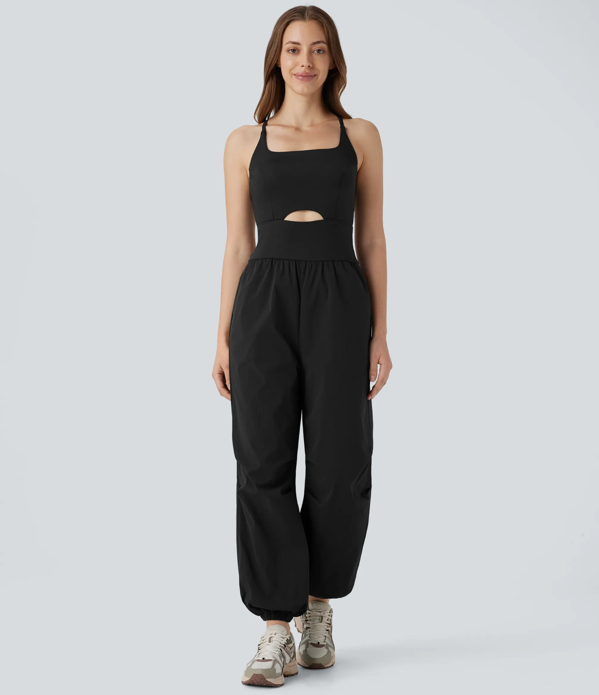 Jumpsuits<HALARA Water Repellent Crisscross Backless Side Pockets Ripstop Hiking Cargo Jumpsuit